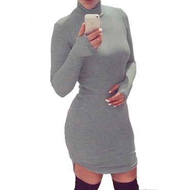 grey long sleeve turtleneck dress
