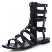 Stylish Open-Toe Rivet Decoration Hollow-out Flat 