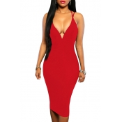 Trendy V Neck Spaghetti Strap Sleeveless Backless 