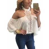 Trendy O Neck Off The Shoulder Long Sleeves Hollow