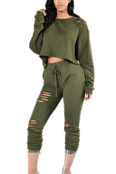 green polyester pants