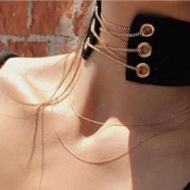 Fashion Hollow-out Black Flocking Necklace