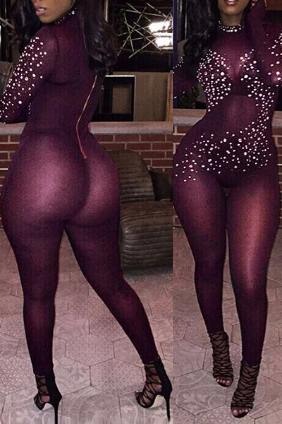 rhinestone one piece jumpsuit