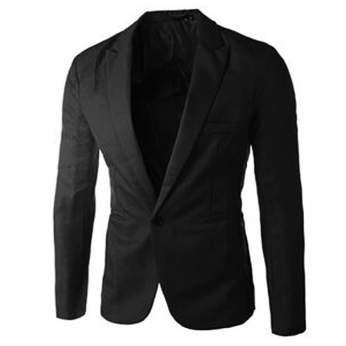 Stylish Turndown Collar Long Sleeves Single Button Design Black Cotton Blends Business Suit от Lovelywholesale WW