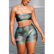 Sexy Printed Polyester Two-piece Swimwear