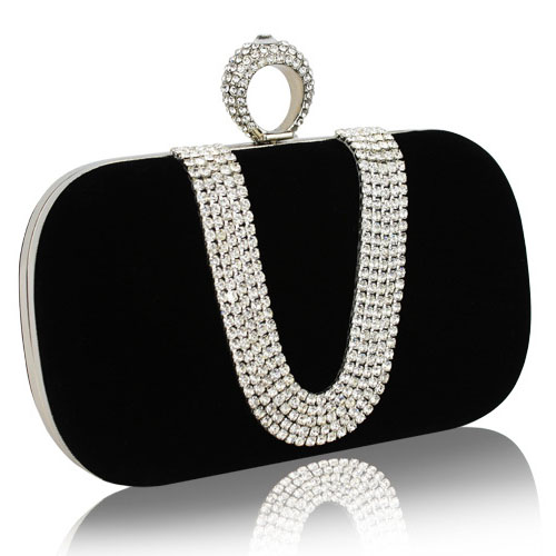 black suede effect clutch bag