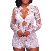 Sexy See-Through White Polyester Two-piece Shorts 