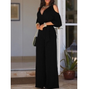 Euramerican Hollow-out Black Polyester One-piece J