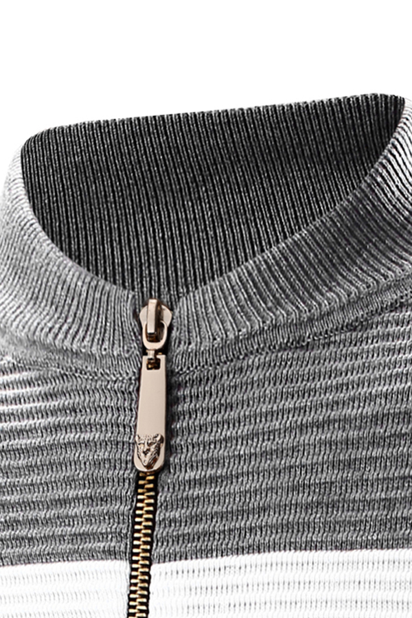 Stylish Mandarin Collar Long Sleeves Patchwork Grey Cotton Blends Coat от Lovelywholesale WW
