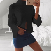 Euramerican Round Neck Long Sleeves Cut-out Black 