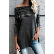 Lovely Off The Shoulder Solid Casual T-shirt