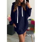 Casual Long Sleeves Blue Modal Pullovers