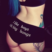 Euramerican Letters Printed Black Cotton Panties