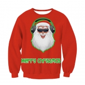 Euramerican Round Neck Printed Red Polyester Hoodi