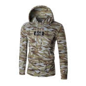 Leisure Hooded collar Letters Printed Camo Cotton 