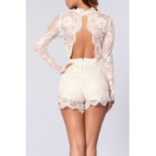 Lovely Sexy Round Neck See-Through Pink Polyester 