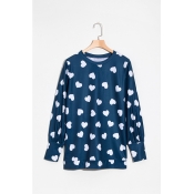 Lovely Fashion Round Neck Heart-shaped Printed Dar