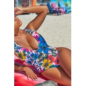 Lovely Fashion V Neck Floral Printed White Polyest