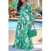 Lovely Bohemian V Neck Long Sleeves Floral Printed