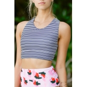 Lovely Striped Printed Polyester Two-piece Swimwea