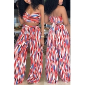 Lovely Sexy Bateau Neck Printing Qmilch Two-piece 