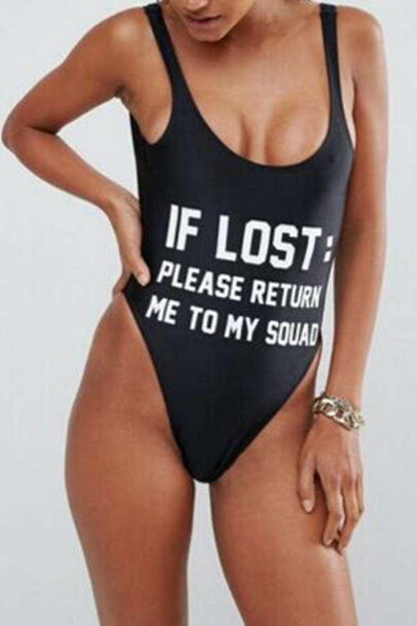 

Lovely Black Backless One-piece Swimwear