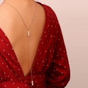 Lovely Chic Pearl Silver Metal Body Chain