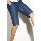 Lovely Trendy Mid Waist Blue Denim Shorts