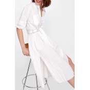 Lovely Euramerican Mandarin Collar Lace-up White C