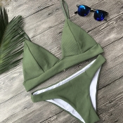 Lovely Army Green Two-piece Swimwear