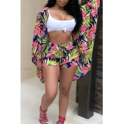 LovelyEuramerican Printed Blue Two-piece Shorts Se