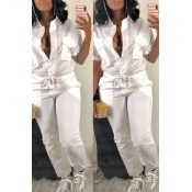 LovelyTrendy Button Design  White One-piece Jumpsu