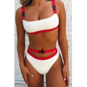 Lovely Euramerican Buckle Design White Two-piece S