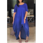 LovelyCasual Asymmetrical Blue Floor Length Dress