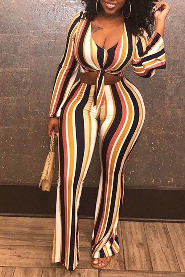 

Lovely Casual Striped Multicolor Qmilch Two-piece Pants Set