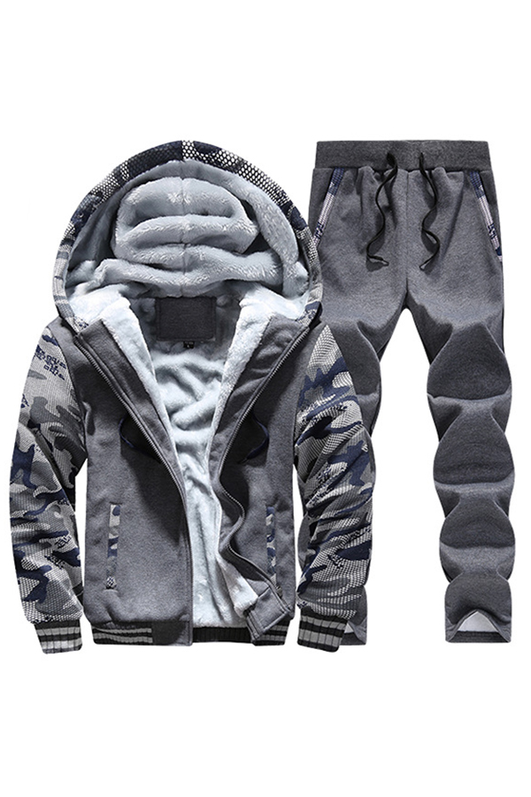 

Lovely Casual Patchwork Deep Grey Two-piece Pants Set