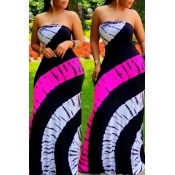 Lovely Casual Maxi Gradual Change Black Floor Leng