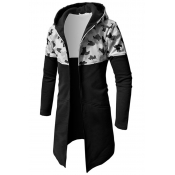 Lovely Casual Printed Zippered Black Cotton Hoodie