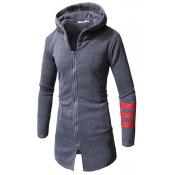 Lovely Casual Zippered Deep Grey Cotton Hoodies