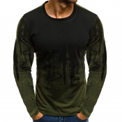 Lovely Casual Long Sleeves Army Green Cotton T-shi
