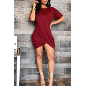 Lovely Casual Asymmetrical Red Mini Dress