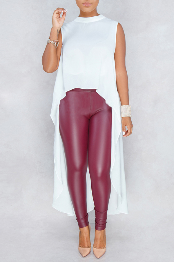 

Lovely Vogue Asymmetrical White Blouses