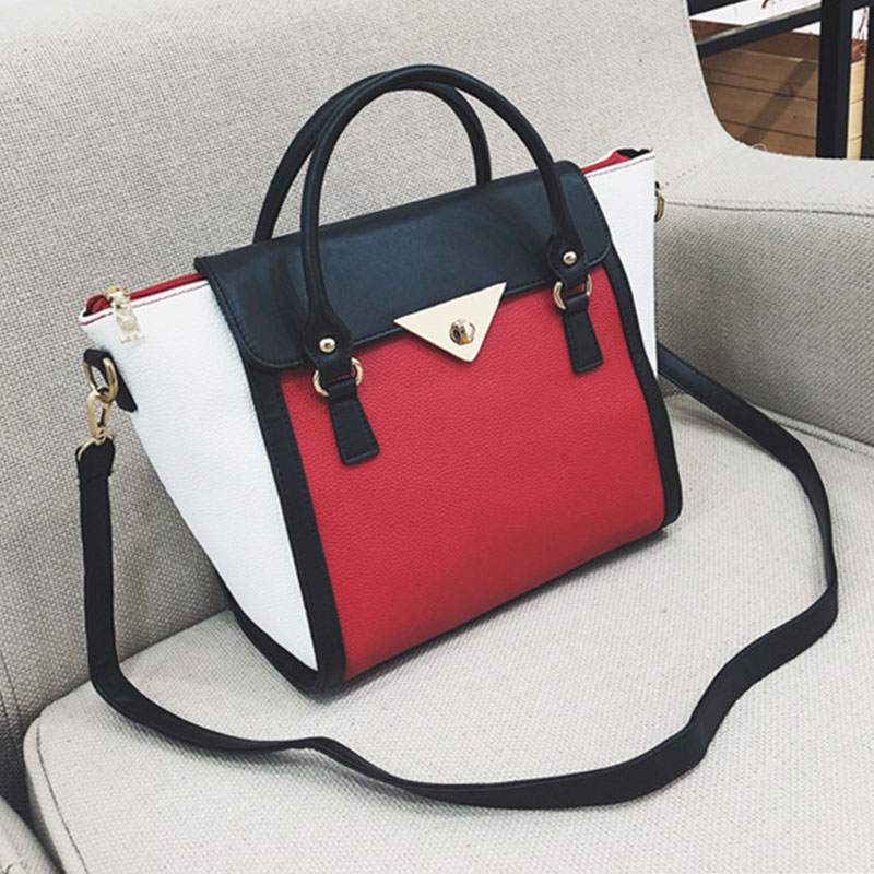 

Lovely Vogue Patchwork Red Patent Leather Shoulder Bags