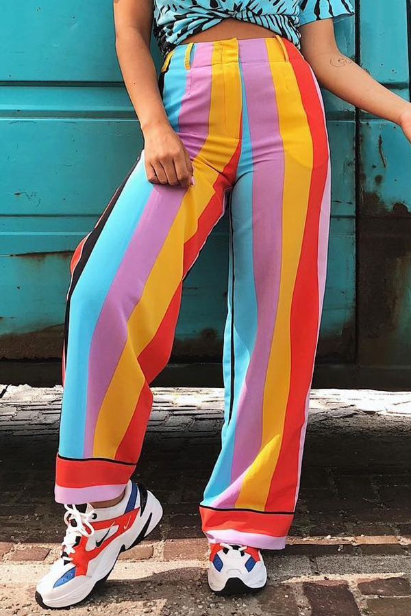 

Lovely Casual Striped Multicolor Pants