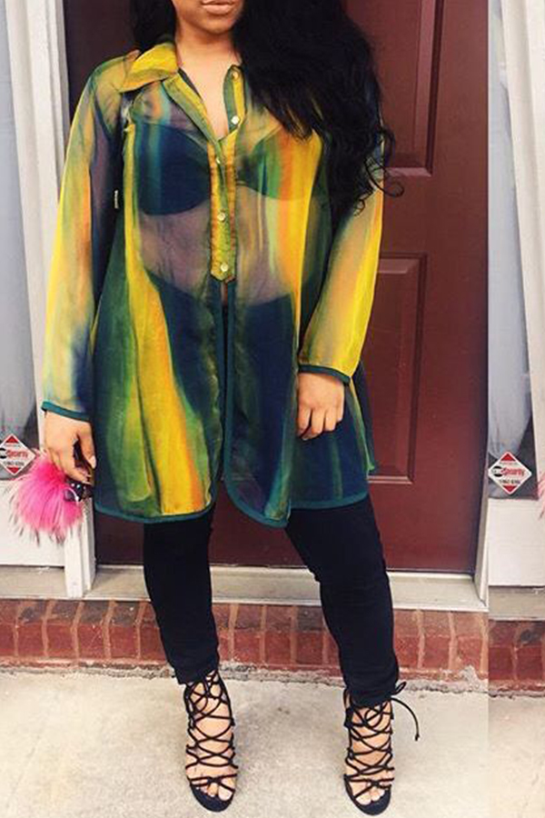 

Lovely Casual Patchwork Yellow Blouses(No Bra)