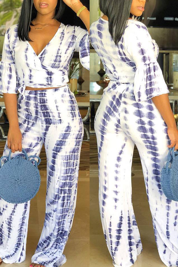 

Lovely Casual Printed White Two-piece Pants Set