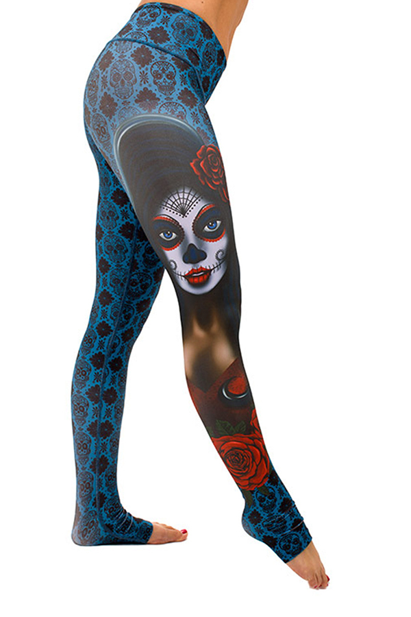 

Lovely Casual Portrait Printed Skinny Black Cotton Blends Pants