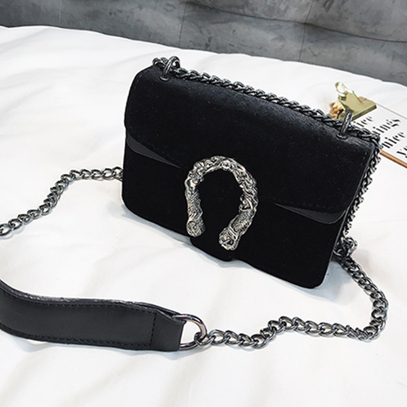 

Lovely Retro Patchwork Black Velvet Messenger