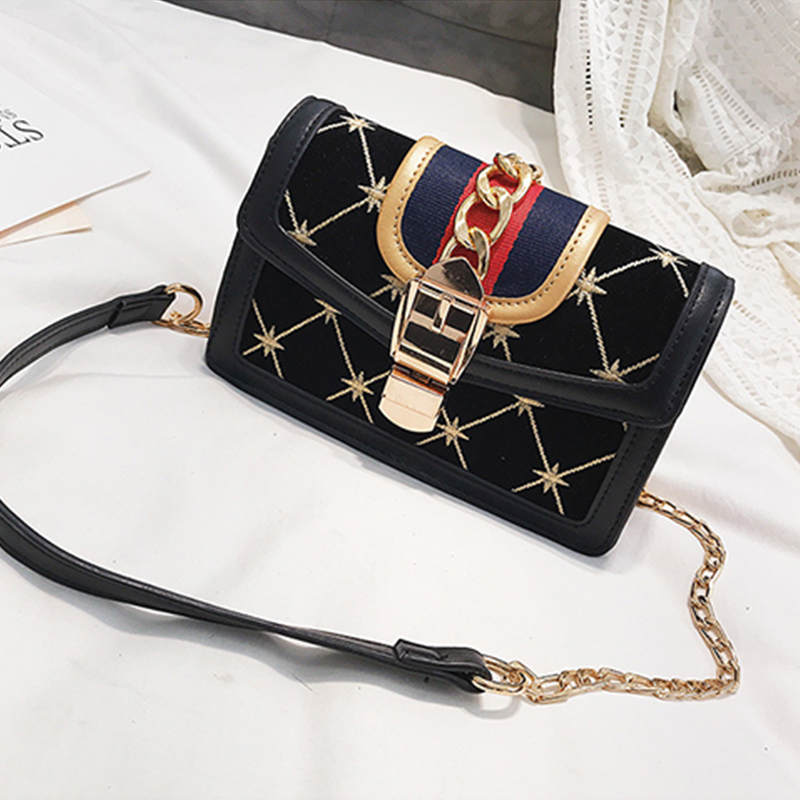 

Lovely Trendy Printed Hasp Design Black Messenger