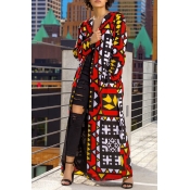 Lovely Casual Geometric Printed X-long Multicolor 